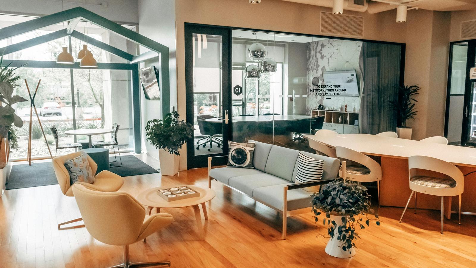 Modern agency workspace with creative team environment